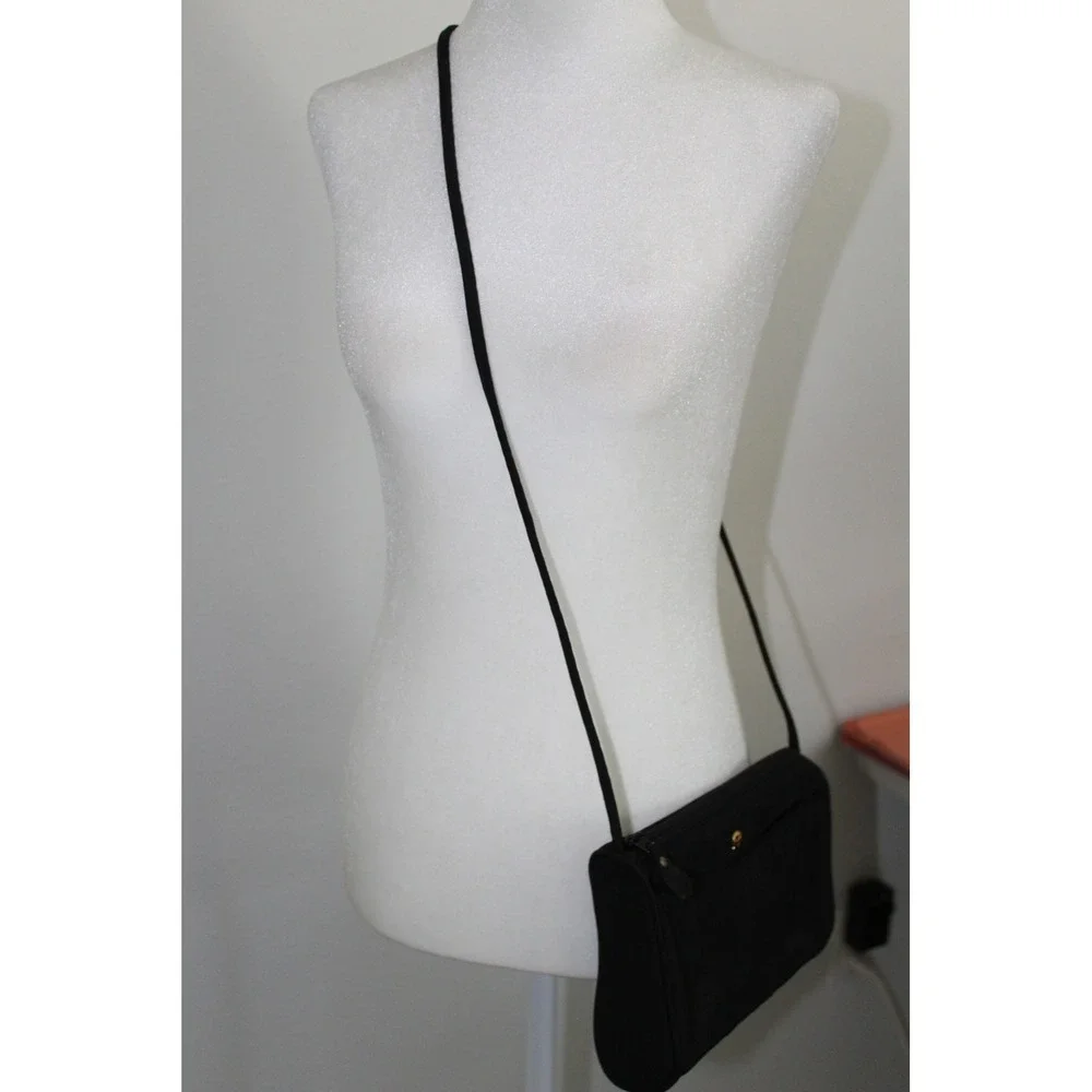 VTG Etienne Aigner Black Nylon Crossbody Bag Gold Logo 7220RN‎ Small Purse